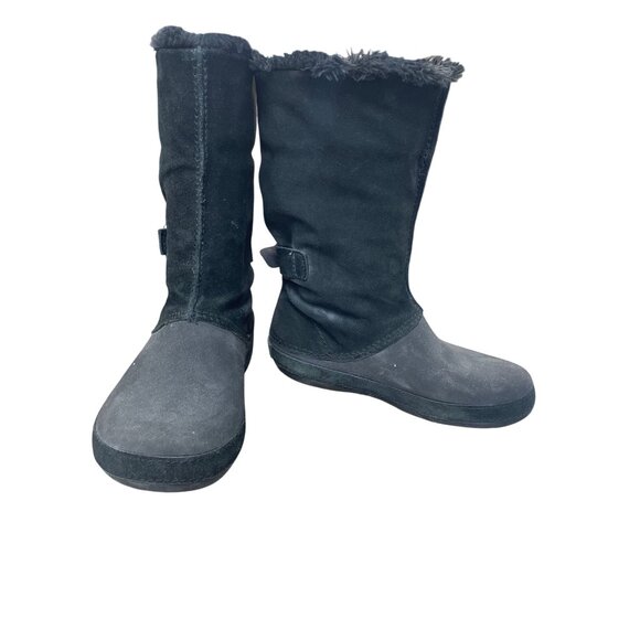 Crocs Shoes - Crocs Faux Leather Fur Lined  Womans Black Mid Calf Winter boots Sz 8 SKU 9568